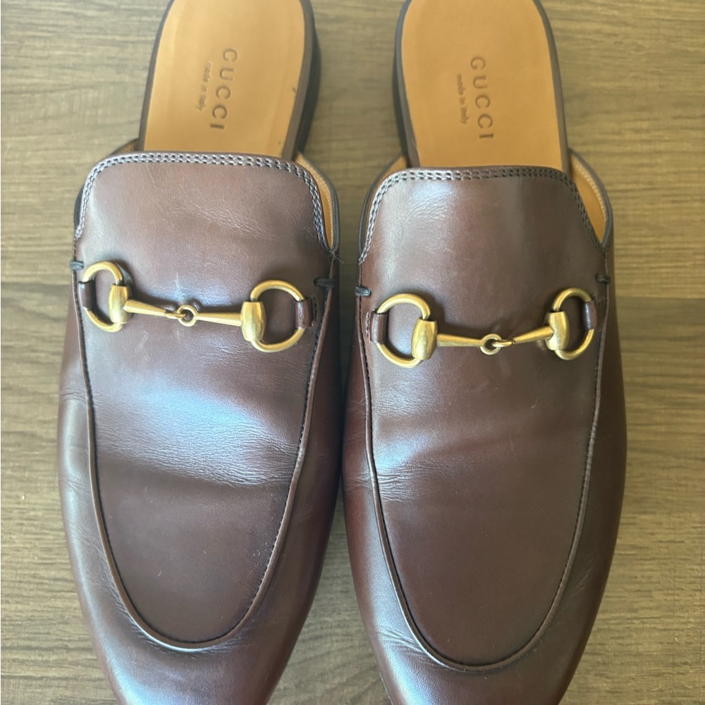 Gucci Chocolate Leather Loafers with Gold Hardware - Picture 2 of 4